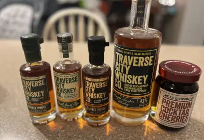 The lineup for Traverse City Whiskey Co products