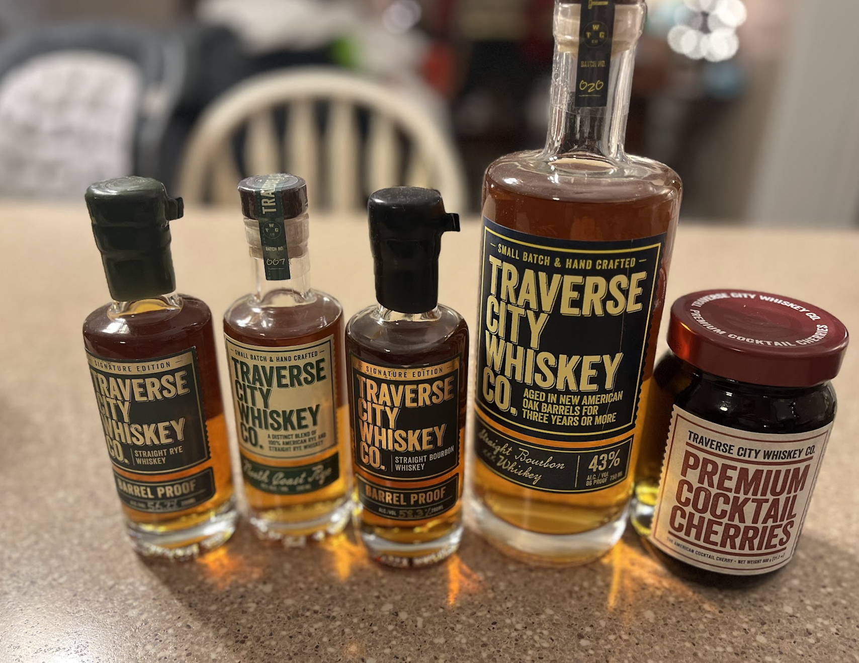 The lineup for Traverse City Whiskey Co products